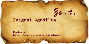 Zsigrai Agnéta névjegykártya